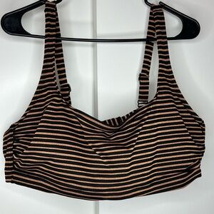 Xhilaration Black and Orange striped swim top 22W
